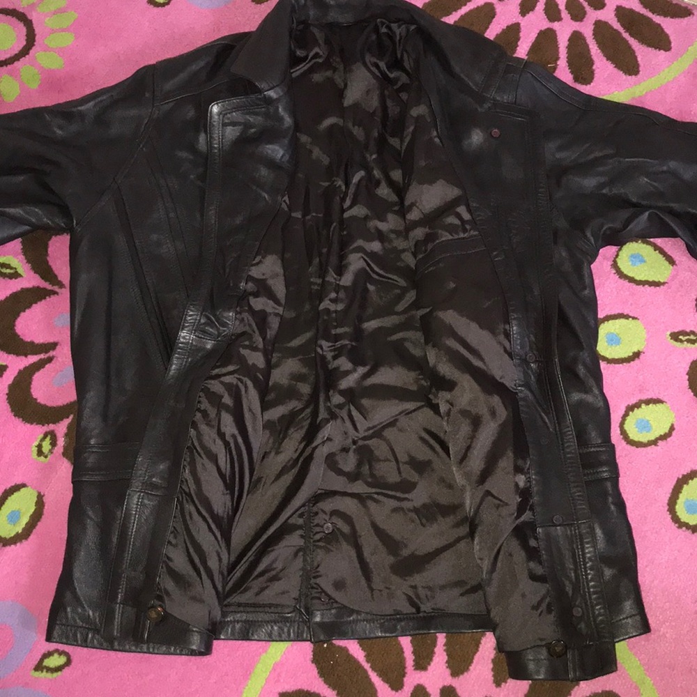 Men’s Real Leather Jacket Missing Two Buttons - image 3